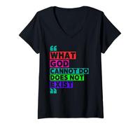 Womens What God Cannot Do Does Not Exist- NSPPD Morning prayer V-Neck T-Shirt