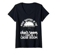 Womens What Happens in The Choir Room V-Neck T-Shirt
