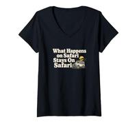 Women's What Happens on Safari Funny Adventure V-Neck T-Shirt