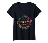 Womens What Happens On Sisters Trip 2026 V-Neck T-Shirt