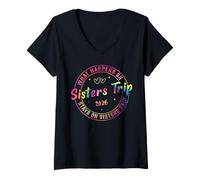 Womens What Happens On Sisters Trip 2026 V-Neck T-Shirt