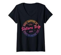 Womens What Happens On Sisters Trip 2026 V-Neck T-Shirt