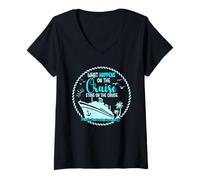 Women's What Happens On The Cruise Stays On The Cruise V-Neck T-Shirt