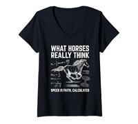 Womens What Horses Really Think Funny Horse Physics Humor Science V-Neck T-Shirt