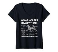Womens What Horses Really Think Funny Horse Physics Humor Science V-Neck T-Shirt