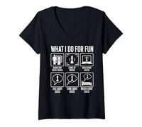 Women's What I Do for Fun Chess Player Funny Grandmaster Design V-Neck T-Shirt