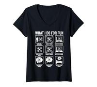 Women's What I Do for Fun Drone Pilot Funny Quadcopter Design V-Neck T-Shirt