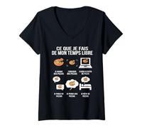 Womens What I do in My Free time Humorous Funny Pizza V-Neck T-Shirt