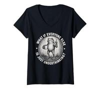 Women's What If Everyone Else is Just Underthinking Funny ADHD Frog V-Neck T-Shirt