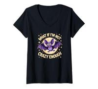 Womens What if I'm Not Crazy Enough Bat Crazy Animal Pun V-Neck T-Shirt
