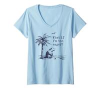 Womens What If I'm Too Eager Funny Beaver Meme V-Neck T-Shirt