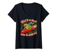 Women's What If We Kissed Under Missile Toad Funny Frog Christmas V-Neck T-Shirt