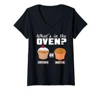 Womens What is in the Oven? Cupcake or Muffin V-Neck T-Shirt