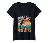 Womens What Life I Work for The Post Office Tired Mail Carrier V-Neck T-Shirt