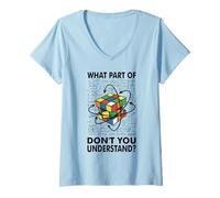Women's What Part of Don't You Understand Puzzle Cube Math Nerd V-Neck T-Shirt