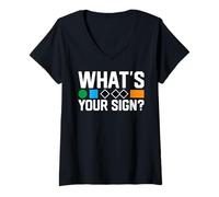 Womens What’s Your Sign Funny Skiing Trail Marker Humor Skier V-Neck T-Shirt