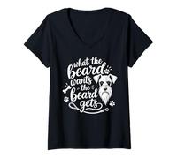 Women's What The Beard Wants Funny Schnauzer Dog V-Neck T-Shirt