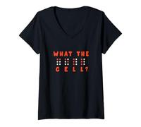 Women's What The Cell Braille Teacher Blind Awareness V-Neck T-Shirt
