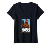 Womens What the Cluck Funny Chicken Saying Graphic for Farm V-Neck T-Shirt