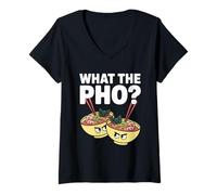 Womens What The Pho Vietnam Travel Noodle Soup Pho Lover V-Neck T-Shirt