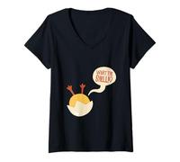 Women's What the Shell I Chicken Egg Lost Funny Animal Pun V-Neck T-Shirt
