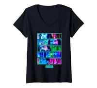 Womens What We Do In The Shadows Vampires Neon Big Chest Panels V-Neck T-Shirt