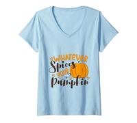 Womens Whatever Spices Your Pumpkin Funny Thanksgiving Dinner Adult V-Neck T-Shirt