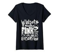 Womens What's More Punk Than The Public Library Funny Book Lover V-Neck T-Shirt