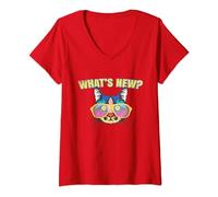 Womens What's New Pussycat Hipster Trendy Cat V-Neck T-Shirt