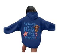Womens What's The Best That Could Happen Graphic Hoodies Comfort Hooded Aesthetic with Hood Pullover Hoodies Y2K Casual Clothes Trendy Vintage Cute Western Essential Fall 2025 Dark Blue