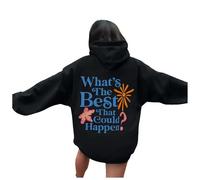 Womens What's The Best That Could Happen Graphic Hoodies Comfort Hooded Aesthetic with Hood Pullover Hoodies Y2K Casual Clothes Trendy Vintage Cute Western Essential Fall 2025 Black