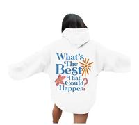 Women's What's The Best That Could Happen Graphic Hoodies Y2K Casual with Hood Sweaters Fashion Hooded Outfits Fall Preppy Country Loose Fit Anime Lightweight Cute 2025 Trendy White