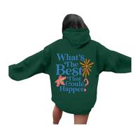 Women's What's The Best That Could Happen Light Hoodies Workou Hooded Graphic Pullover Sweatshirts Preppy Y2K Casual Outfits Thin with Hood Loose Fit Essential Comfort with Designs Green