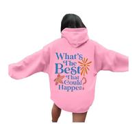 Women's What's The Best That Could Happen Light Hoodies Workou Hooded Graphic Pullover Sweatshirts Preppy Y2K Casual Outfits Thin with Hood Loose Fit Essential Comfort with Designs Pink