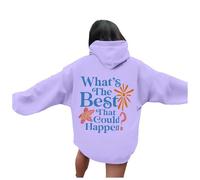 Women's What's The Best That Could Happen Light Hoodies Workou Hooded Graphic Pullover Sweatshirts Preppy Y2K Casual Outfits Thin with Hood Loose Fit Essential Comfort with Designs Purple
