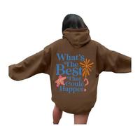 Women's What's The Best That Could Happen Trendy Youth Hoodies Casual Graphic 2025 Funny with Hood Clothes for Teens Hooded Aesthetic Outfits Sweatshirts Comfort Goth Sweaters Cute Coffee