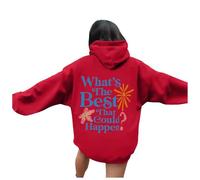 Women's What's The Best That Could Happen Trendy Youth Hoodies Casual Graphic 2025 Funny with Hood Clothes for Teens Hooded Aesthetic Outfits Sweatshirts Comfort Goth Sweaters Cute Red