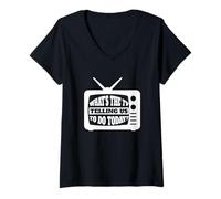 Womens What's The TV Telling Us to Do Today - Media TV Internet V-Neck T-Shirt