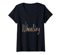 Womens Wheeling West Virginia Vintage Elegant Design V-Neck T-Shirt