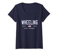 Womens Wheeling WV/Wheeling West Virginia Field Design V-Neck T-Shirt