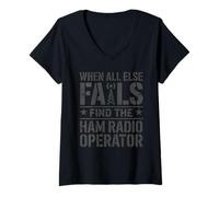 Women's When All Else Fails Find The Ham Radio Operator Design V-Neck T-Shirt