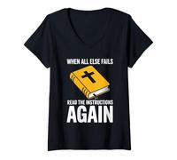 Womens When All Else Fails Read The Instructions Again Christian V-Neck T-Shirt
