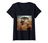 Women's When an Ant Sees a UFO Selfie Moment V-Neck T-Shirt