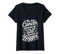 Womens When Cancer Came God Showed Up Even Bigger - V-Neck T-Shirt