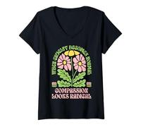 Womens When Cruelty Becomes Normal Compassion Looks Radical Floral V-Neck T-Shirt