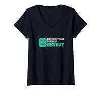 Women's When Everything Else Fails Reboot for Sysadmin Computer Nerd V-Neck T-Shirt