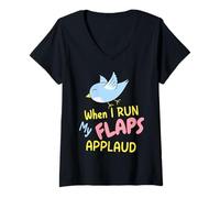 Womens When I Run My Flaps Applaud Inappropriate Embarrassing Funny V-Neck T-Shirt