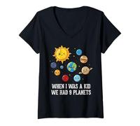 Women's When I was A Kid We Had 9 Planets Space Galaxy Women Men V-Neck T-Shirt