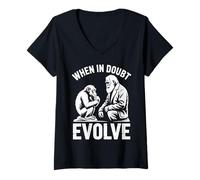 Women's When in Doubt Evolve Funny Evolution Humor Nerdy V-Neck T-Shirt