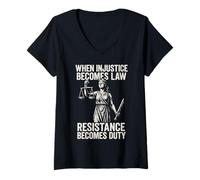 Womens When Injustice Becomes Law Resistance Duty V-Neck T-Shirt